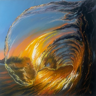 Картина маслом на холсте "Прозрачная волна" 80х80 см. Деревянный подрамник. Художник Наталия Осадчук