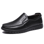 SHENNUO Casual Leather Shoes Men"s Low top Black