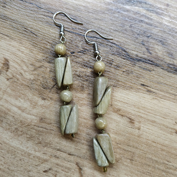 Серьги Клинышки, дерево, цвет светло-коричневый