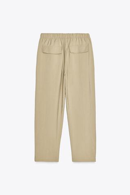 ZARA БРЮКИ СО СБОРКОЙ НА ТАЛИИ, ХАКИ