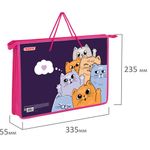 Папка на молнии с ручками ПИФАГОР А4, 1 отделение, пластик, ручки-шнурок, "Cats greetings", 272111