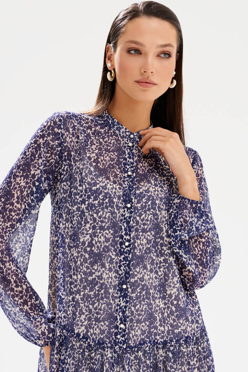 51755 Платье женское (молочно-синий принт)