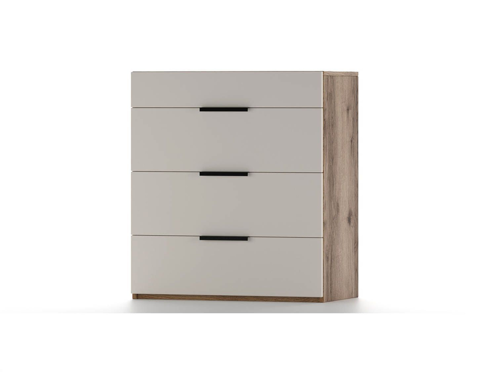 Харди комод с 4 ящиками Дуб Делано Темный / Супермат Джелато