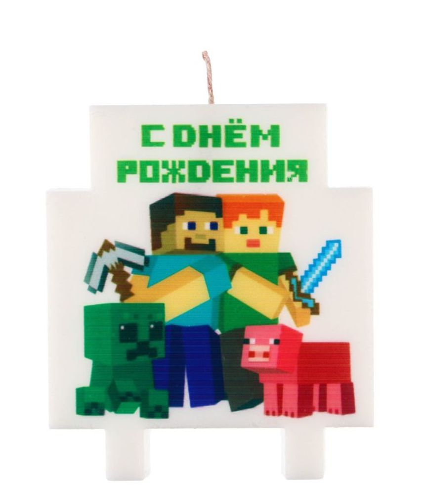 Свеча в торт "Майнкрафт", 7.7×8.9 см