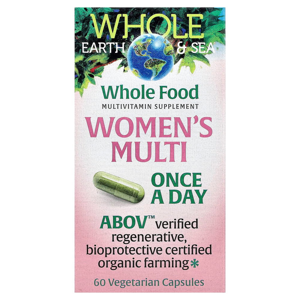 Natural Factors, Whole Earth & Sea®, мультивитамины для женщин, 60 вегетарианских капсул