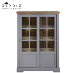 Шкаф-витрина деревянная Лэйквью 103х41х139 см, сервант с 2 раздвижными дверями из массива сосны