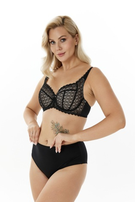 Бюстгальтер Zebra мягкая чаша на каркасах (черный/обж.миндаль)