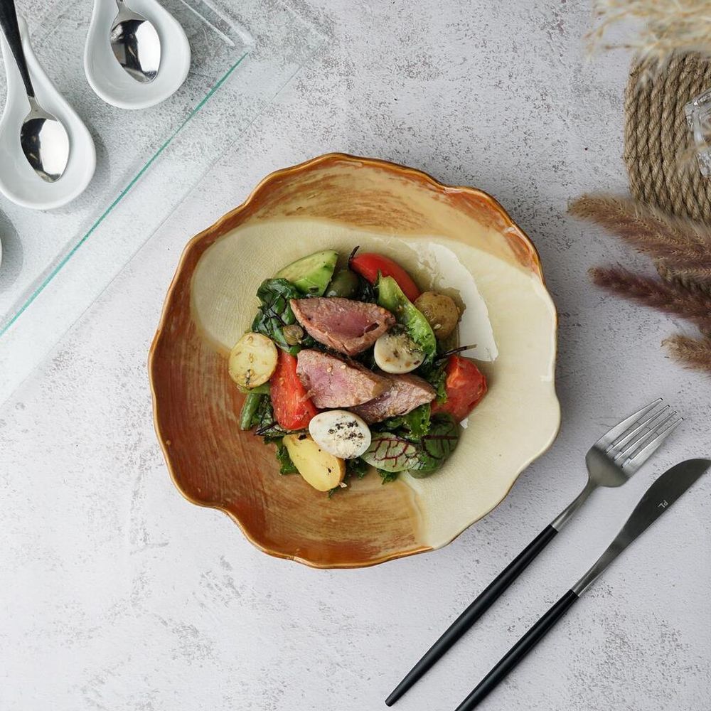 Салатник 500 мл d 21,5 см h5,5 см Light Brown Crush Spots Frutti di Mare P.L. [1]