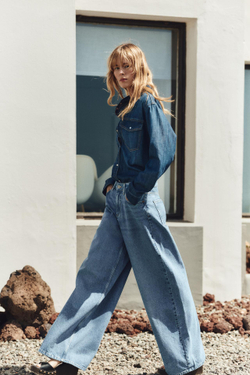 ZARA ДЖИНСОВАЯ РУБАШКА Z1975, СИНИЙ