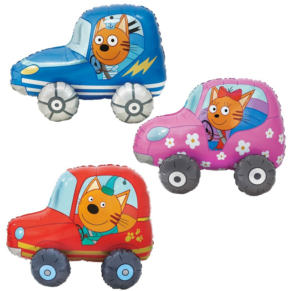 Фольгированный шар-фигура «Три кота в машинке» AIR, 74 см