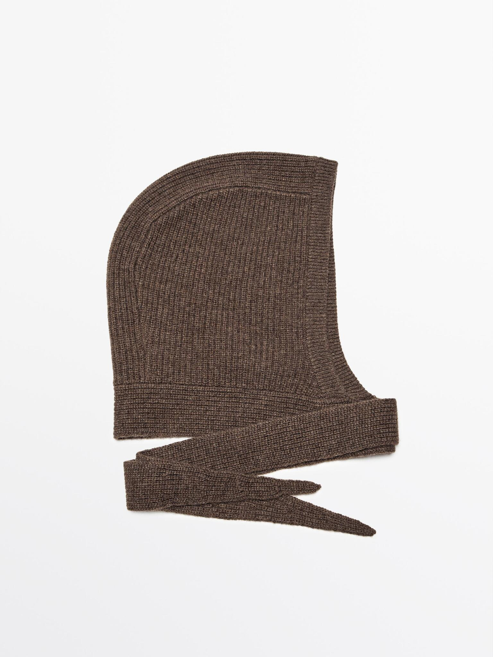 Massimo Dutti Трикотажный капюшон с завязками, кротово-коричневый