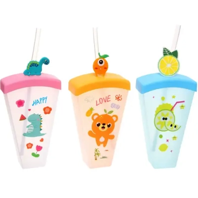 Стакан пластиковый 600мл «Свежесть лета» с трубочкой, цвета микс