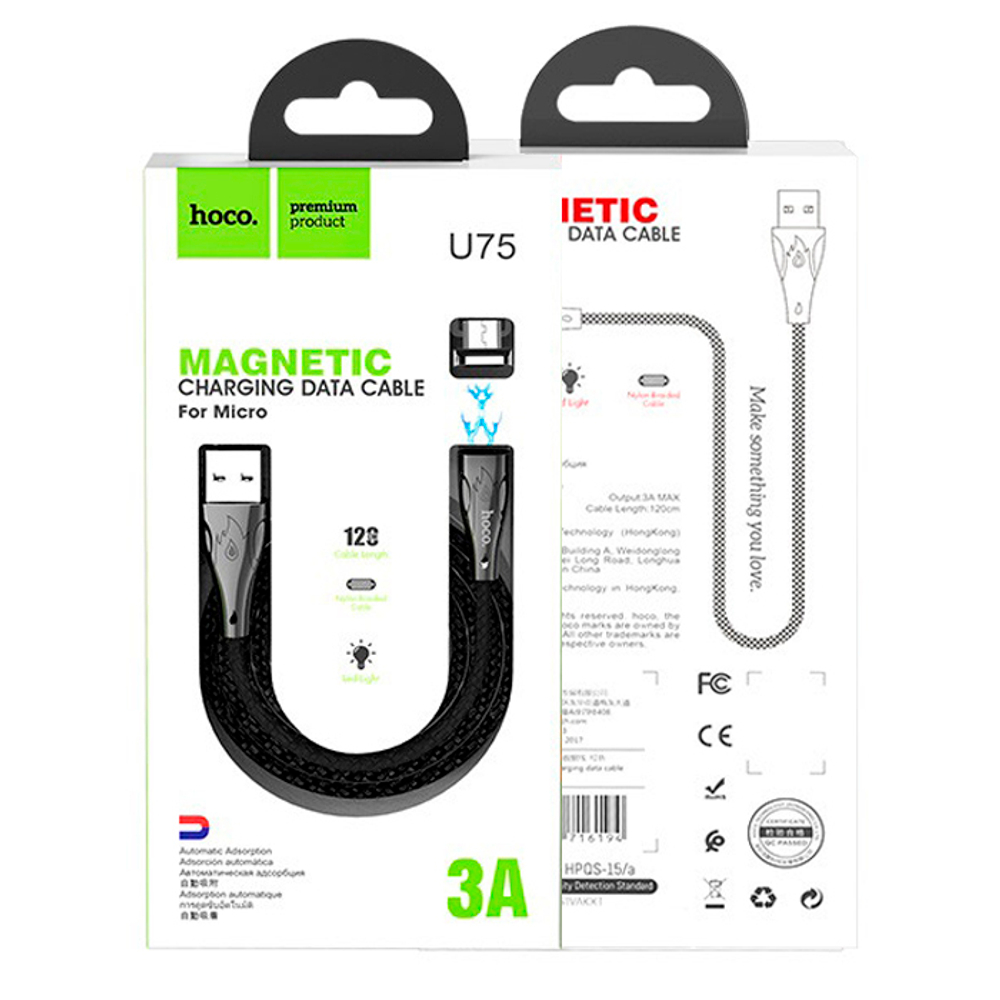 Кабель USB - Micro HOCO U75 магнитный (черный) 1м