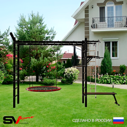 Уличная шведская стенка Sv Sport рукоход У5261.2 (Турник/Брусья/Скамья/Гнездо 115см/Кронш бокс/Канат/кольца/лестница)