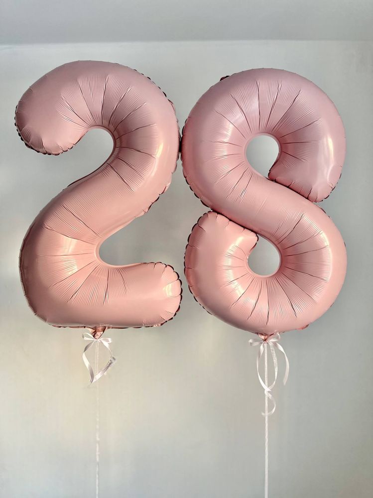 Воздушные гелиевые шары цифры пыльная роза №4939