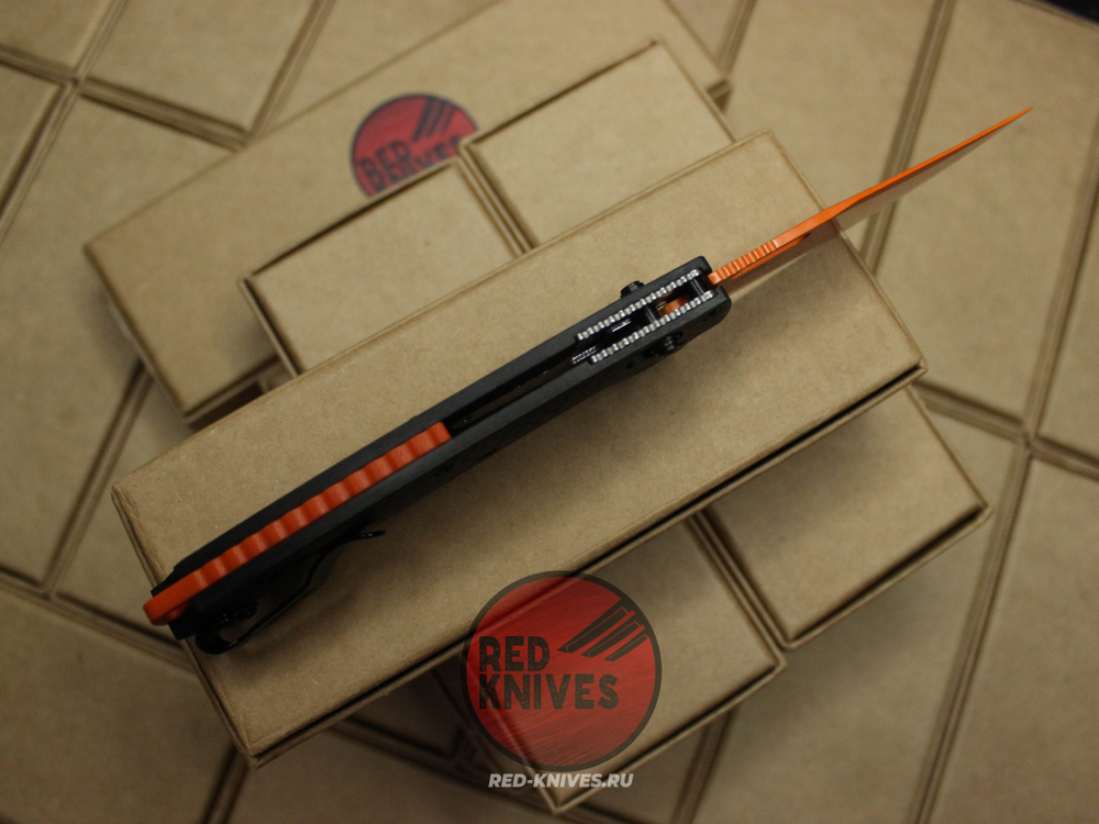 Нож Benchamde Taggedout 15535 А+++ - карбон рукоять, клинок оранж