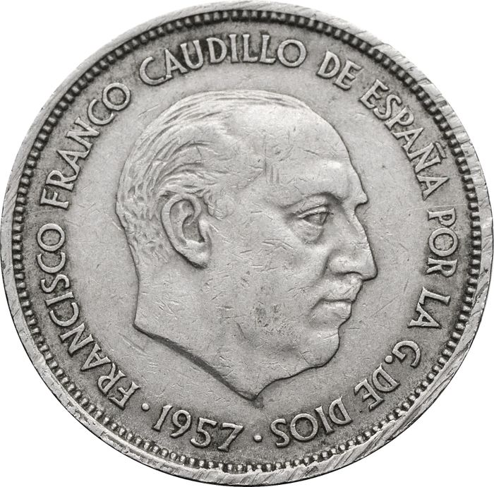 25 песет 1957 Испания VF-XF