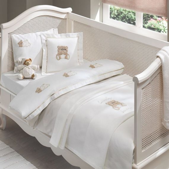 НАБОР ЯСЛИ: Детское постельное белье с пледом LOVELY BEBE бежевый deluxe TIVOLYO HOME Турция