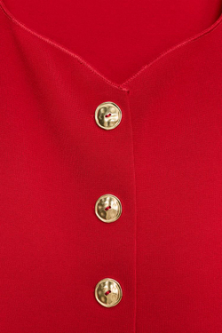 ZARA ТОП С БАСКОЙ И ПУГОВИЦАМИ, КРАСНЫЙ