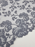 Вышивка на сетке джинс/серебро К802 24 см