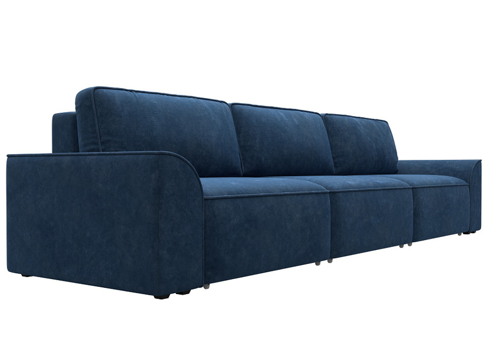 Диван прямой Лига-048 НПБ Лонг, BRUT 11 синий, Велюр, 128247