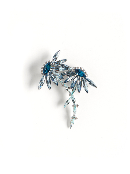Брошь "Flower blue" Silver