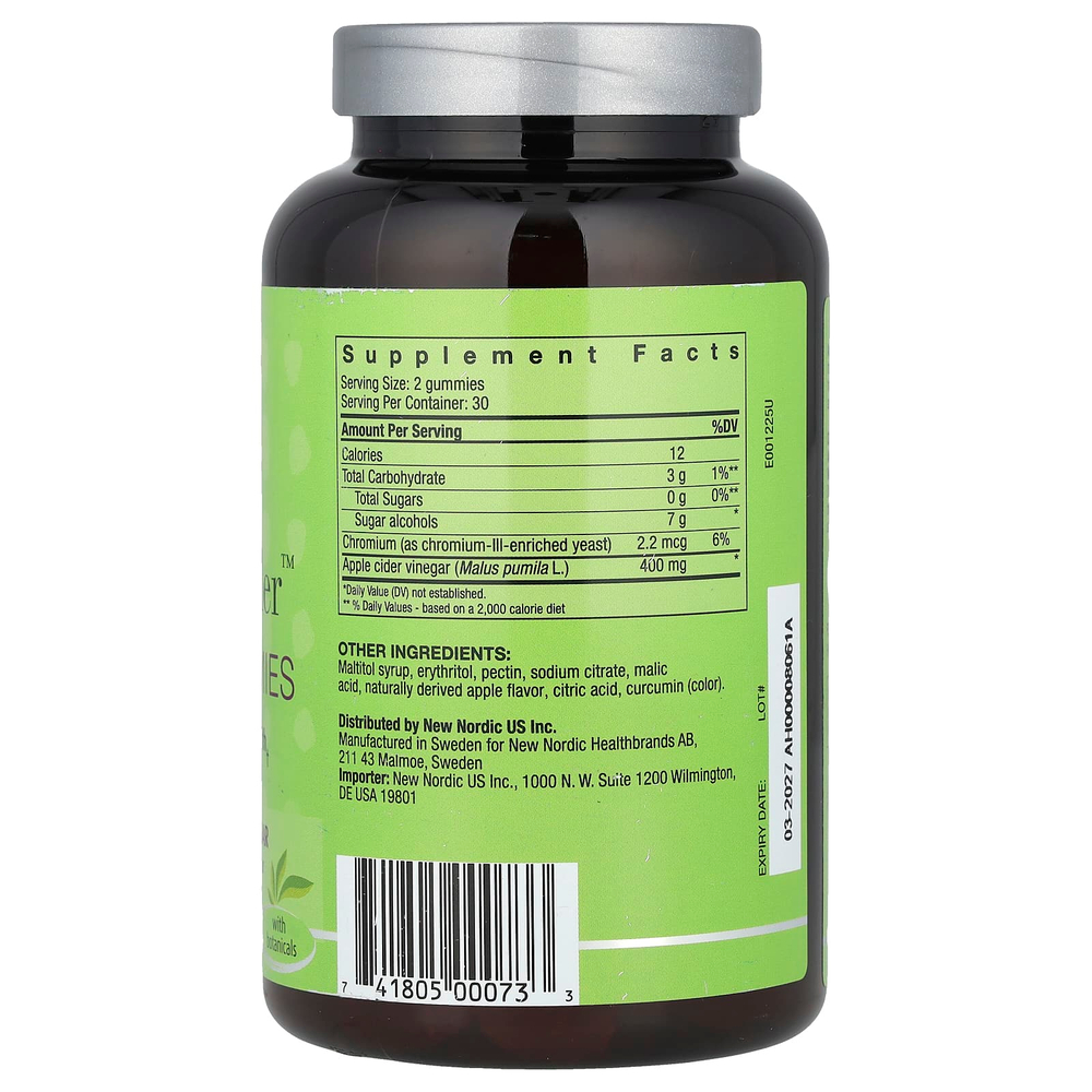 New Nordic, Веганские жевательные мармеладки с яблочным сидром, яблоко, 60 жевательных мармеладок (200 мг в 1 жевательной мармеладке)
