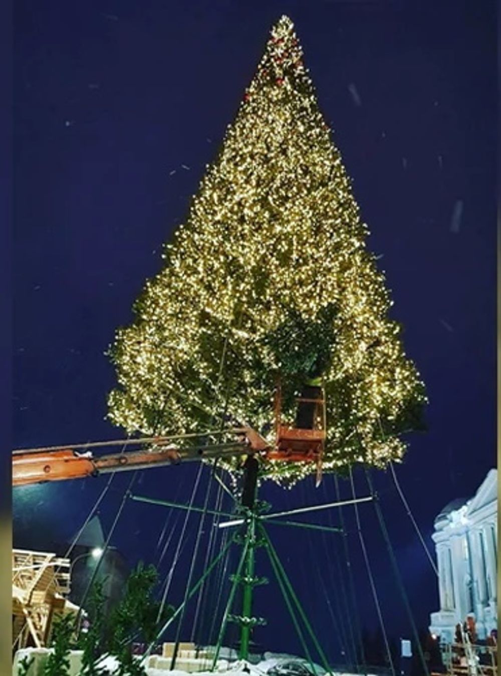 Светодинамическая елка ствольная: с встроенной гирляндой - "Альпийская" 6 м