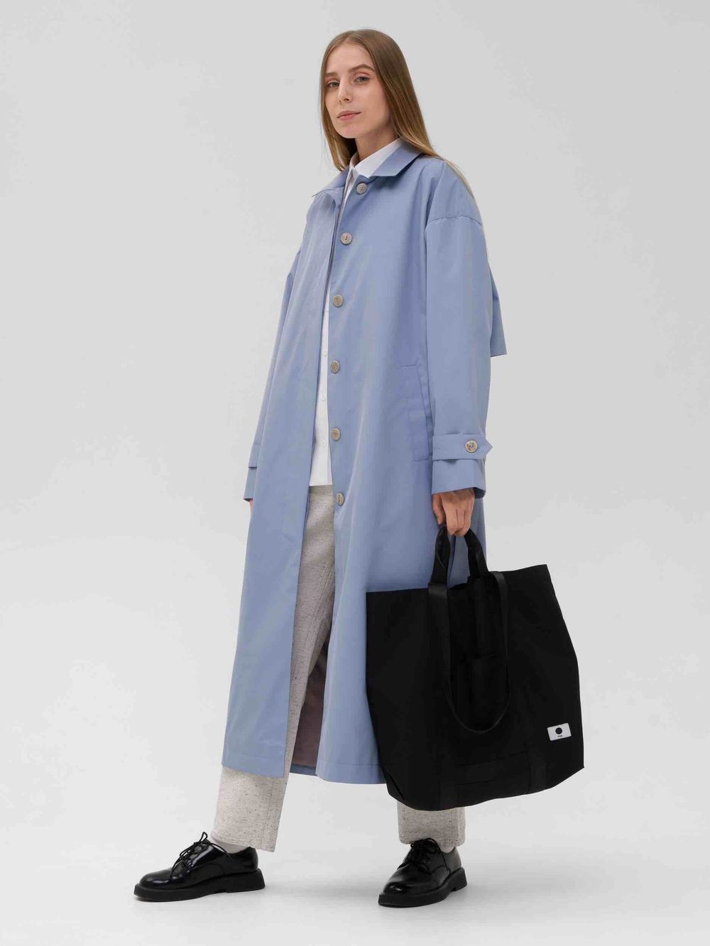 Плащ FOS Длинный Женский Голубой