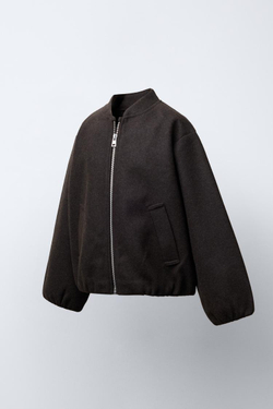 ZARA МЯГКАЯ КУРТКА-БОМБЕР, КОРИЧНЕВЫЙ