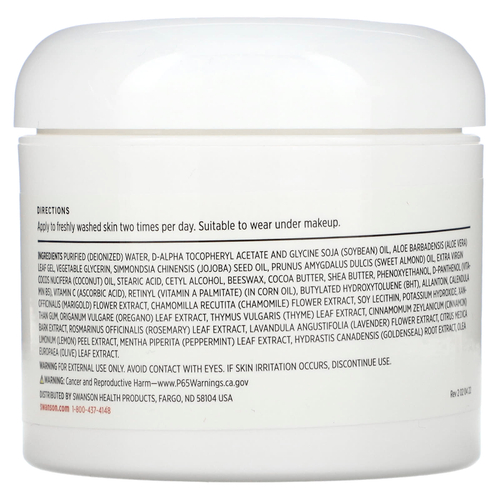 Swanson, Крем с витамином Е, 118 мл (4 жидк. унц.)