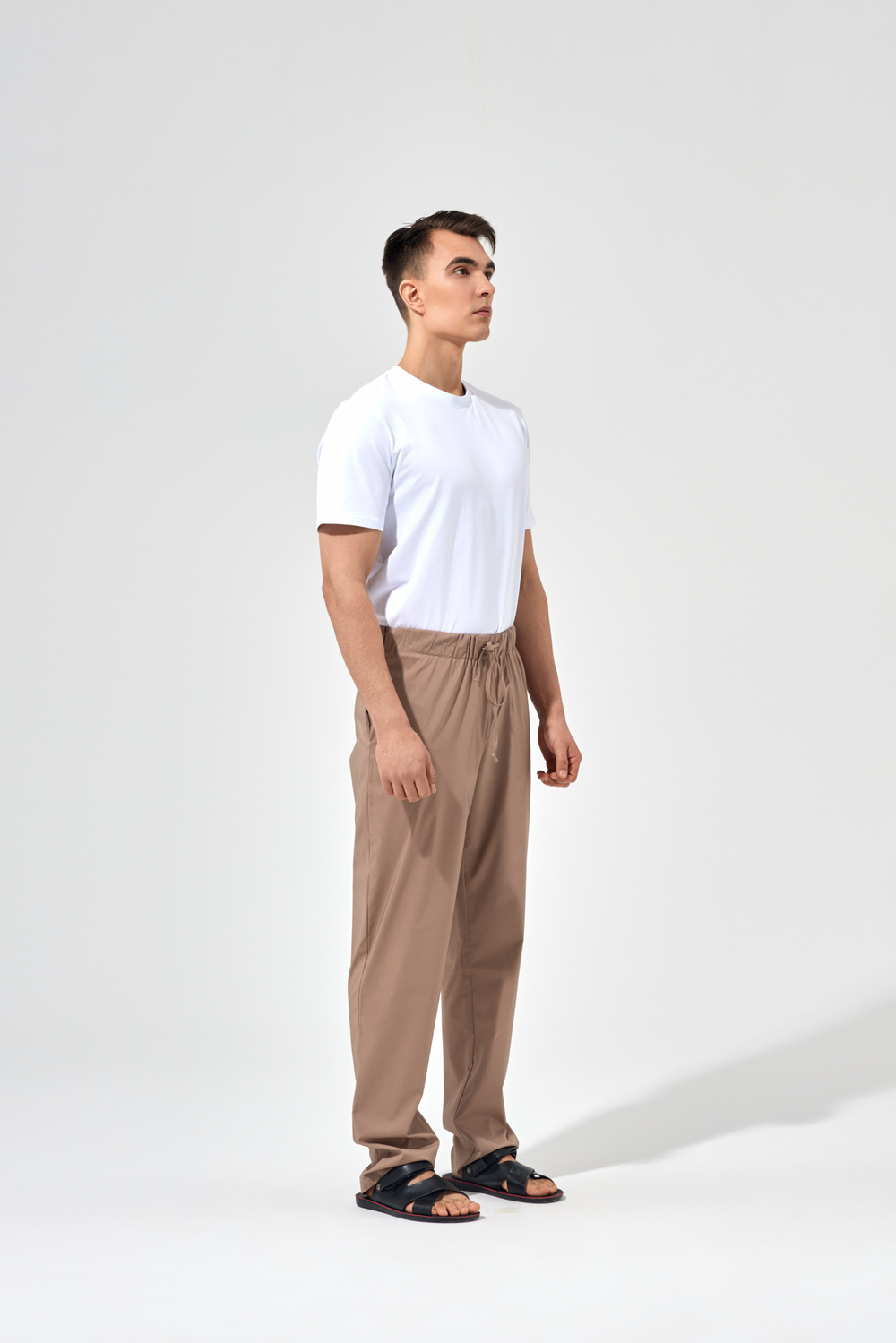 Брюки прямые со шнурком, унисекс, цвет мокко