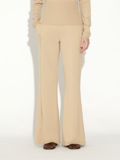 Женские брюки бежевого цвета из шелка и кашемира - фото 4