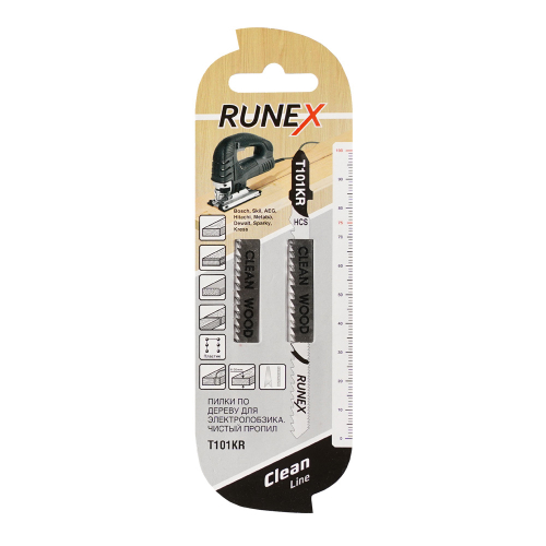 Пилки 100x75 мм 10/21 з/д (древес,ДСП,пластмасса h=4-30mm)чистая распил.Т101KR 2шт/уп "Runex"