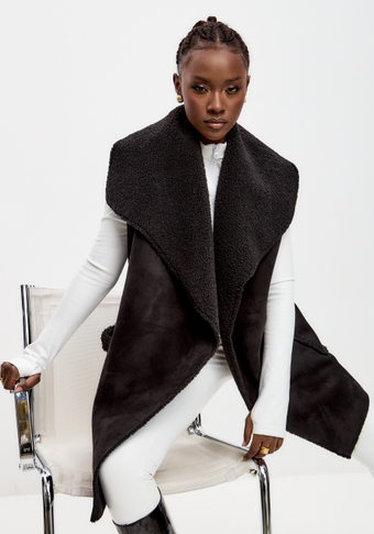 Жилет Чёрный Эко Мех/Замша 