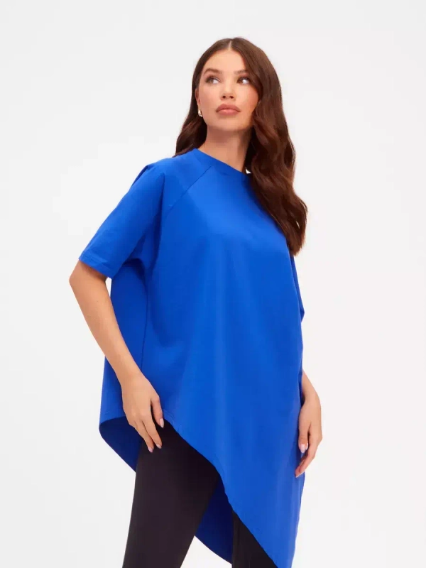 Туника оверсайз ассиметричная синий