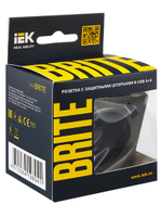 BRITE Розетка 1-местная с заземлением с защитными шторками 16А с USB A+A 5В 3,1А РЮш10-2-БрТБ темная бронза IEK