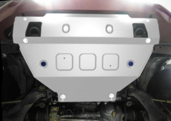 Защита радиатора Rival для Isuzu D-Max II (V - 2.5TD) 2012-2021/Isuzu D-Max II рестайлинг (V - 3.0TD) 2017-2021 (под алюминиевый и штатный бампер), штампованная, алюминий 6 мм, с крепежом, 2333.9110.1.6