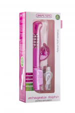 Розовый перезаряжаемый вибратор Rechargeable Dolphin с дельфинчиком - 22 см. (Цвет: розовый)