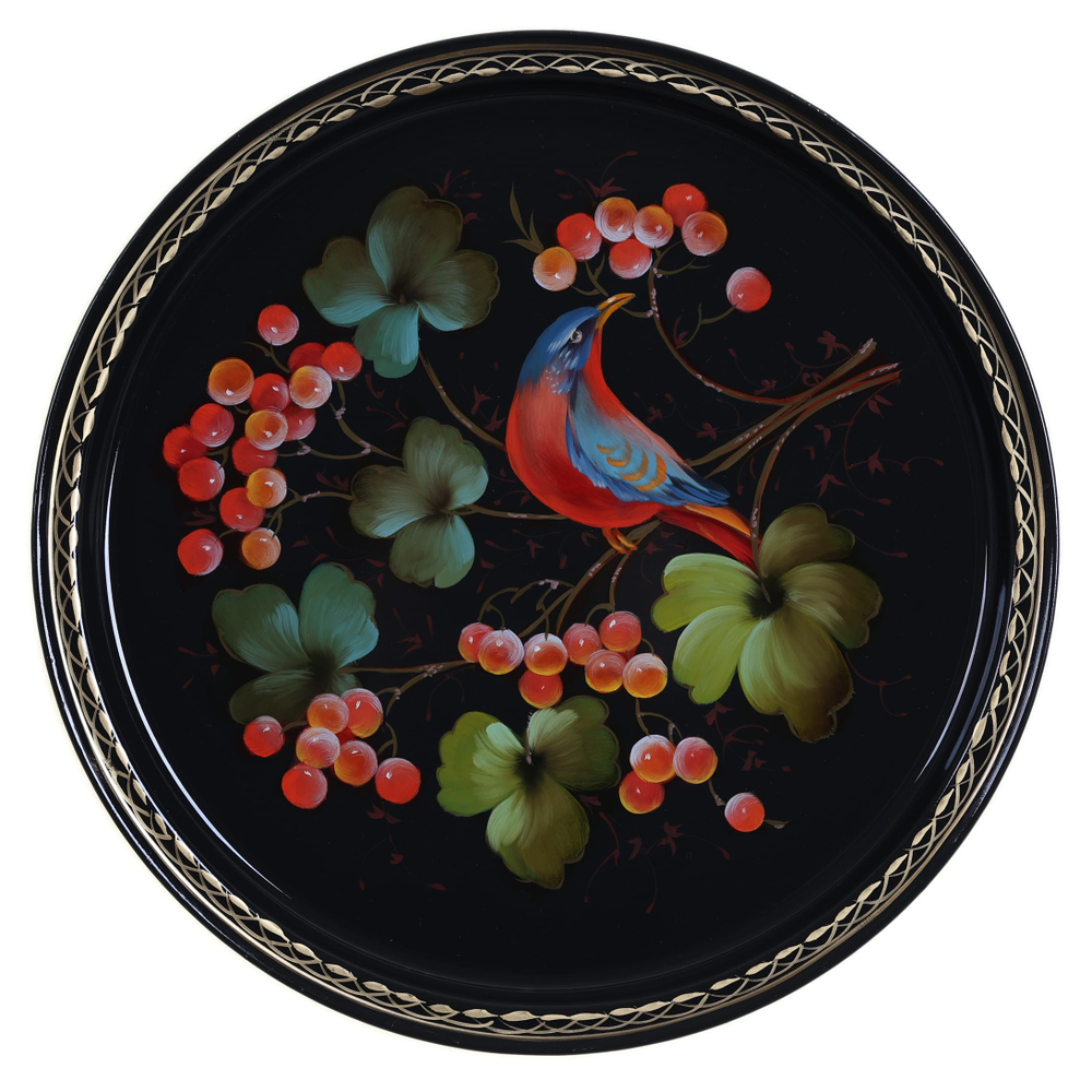 Жостовский поднос декоративный, размер 30 см (A9), металлический