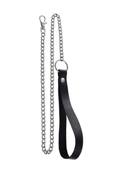 Поводок с карабином для ошейника (Цвет: серебристый с черным)