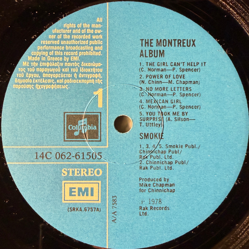 Smokie ‎– The Montreux Album (Греция 1978г.)Т