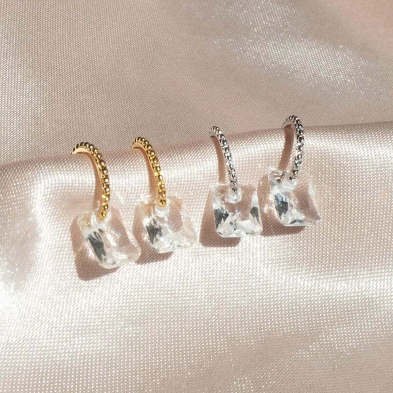 Серьги Мини Кристальные – Серебро