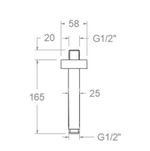 Кронштейн тропического душа потолочный квадратный BVK15NC никель