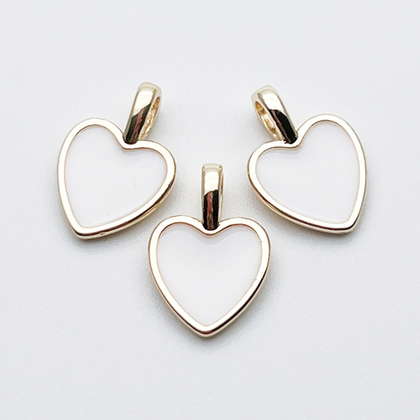 Подвеска Сердце, цвет золото+белый, размер 14*10 мм, цена за 1 шт