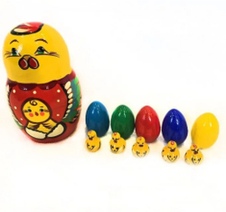 Матрешка "Курочка и цыплята" 11 кукол. Высота самой большой куклы 17см, диаметр 10см