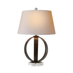 Metal Banded Table Lamp in Aged Iron with Natural Paper Shade