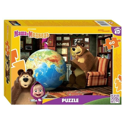 Пазл 60эл. "Маша и Медведь (нов.)" (Степ пазл)