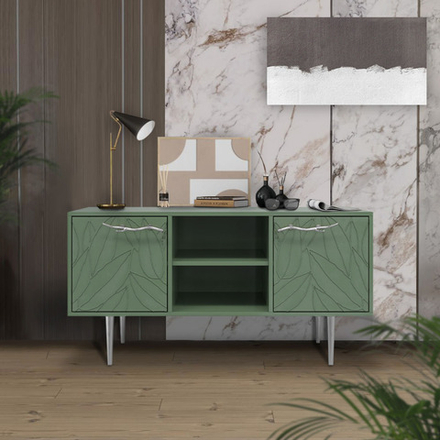 Тумба под ТВ Арт Колор leaves 117см Стайл Сильвер Зеленый нефрит