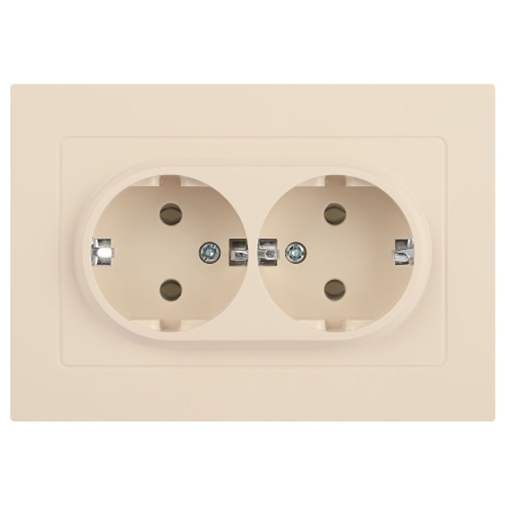 Розетка Intro Accent 6-205-02 двойная с заземлением 2X2P+E Schuko 16А-250В IP20 СУ AL/CU слоновая кость | Intro